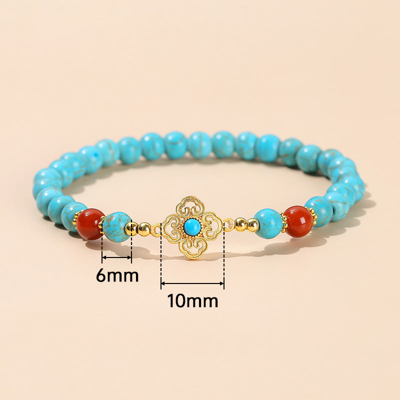 Turquoise Square Ethnic Style Wild Design Bracelet
