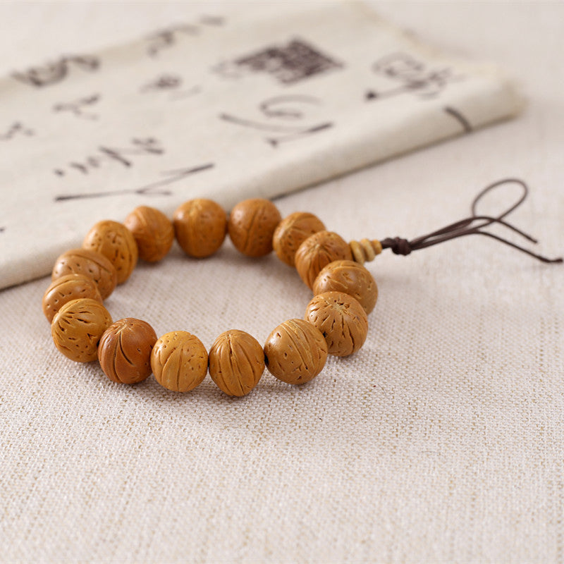 Wild Mountain Peach Hu Antique Rosary Old Materials Bracelet