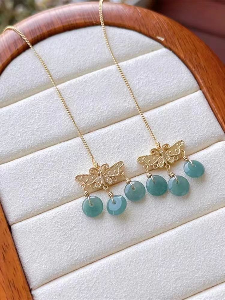 Women's Style Butterfly Hook Eardrop Tassel Retro Han Clothing Ear Line