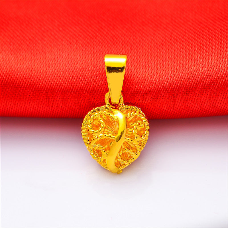 Women's Brass Gold Plated Alluvial Small Love Pendants