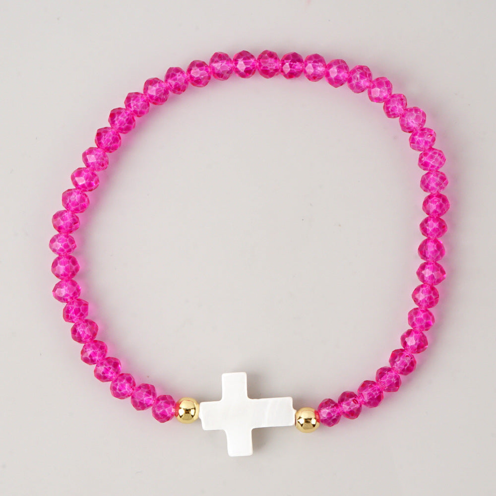 Women's Style Copper Bead Shell Cross Color Bracelets