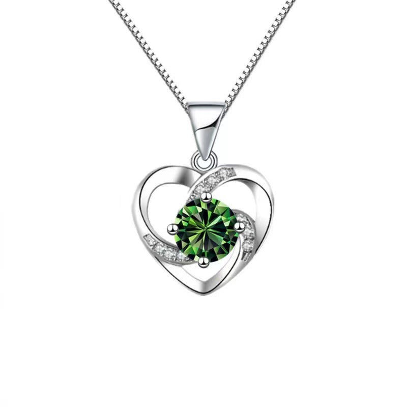 Gem Female With Hearts Colorful Inlaid Diamond Design Necklaces