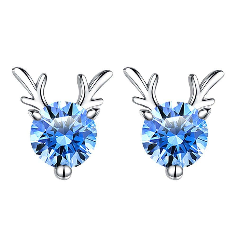 Live Simulation Moissanite Female With Hearts Sterling Stud Earrings