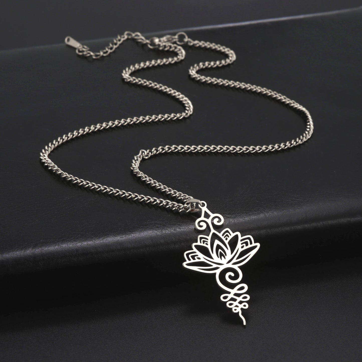 Cut Stainless Steel Lotus Ethnic Han Elements Personality Necklace