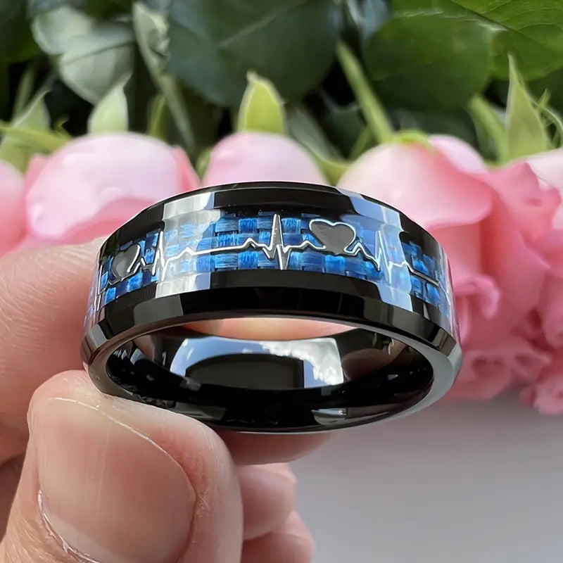 Heartbeat Design With Carbon Fiber Party Rings