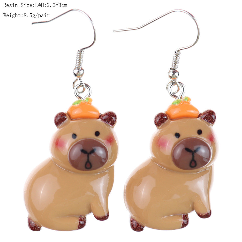 Cartoon Luminous Khaki Barra Capybara Creative Childlike Heart Rings