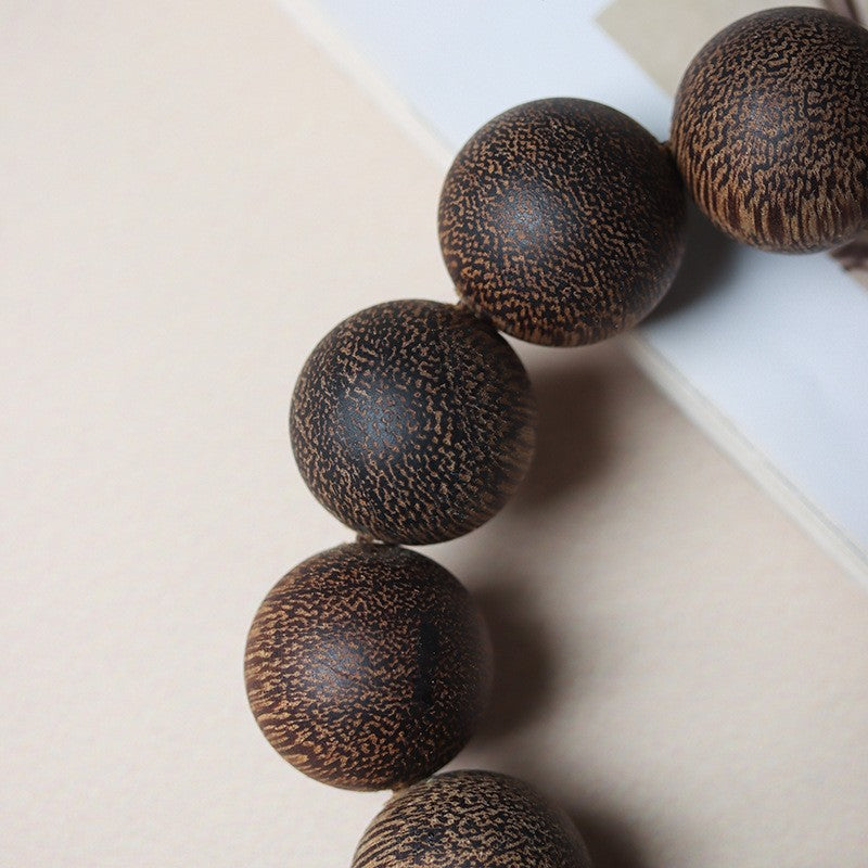 Natural Eaglewood White Round Beads Buddha Bracelet