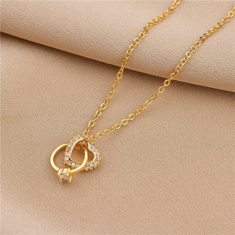 Women's Heart Clavicle Chain Beautiful Circle For Design Necklaces