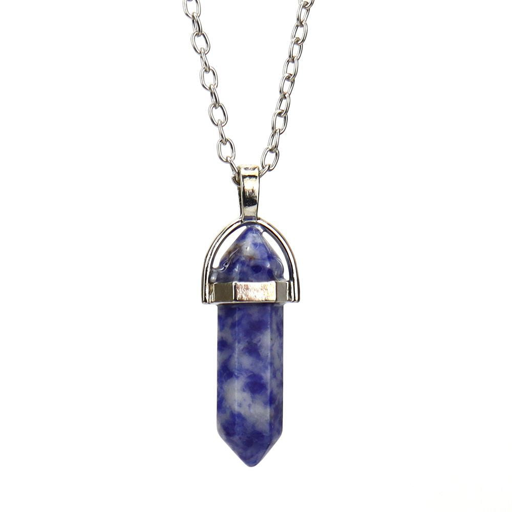 Agate Synthetic Crystal Hexagon Prism Soul Pendants