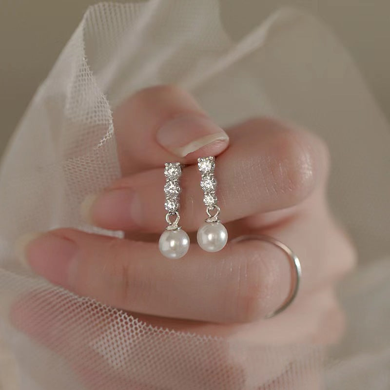 Women's Trendy Sterling Pearl Tassel Diamond Retro Personality Fashion Minority Rings