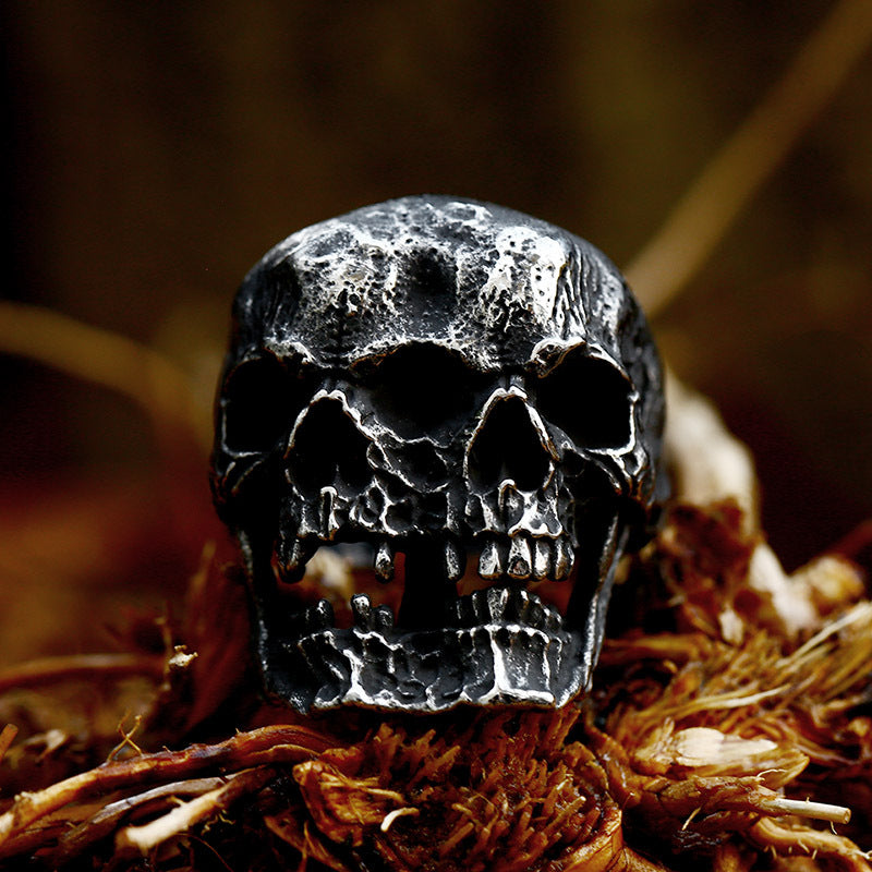 Punk Double Skull Titanium Steel Ornament Stainless Rings