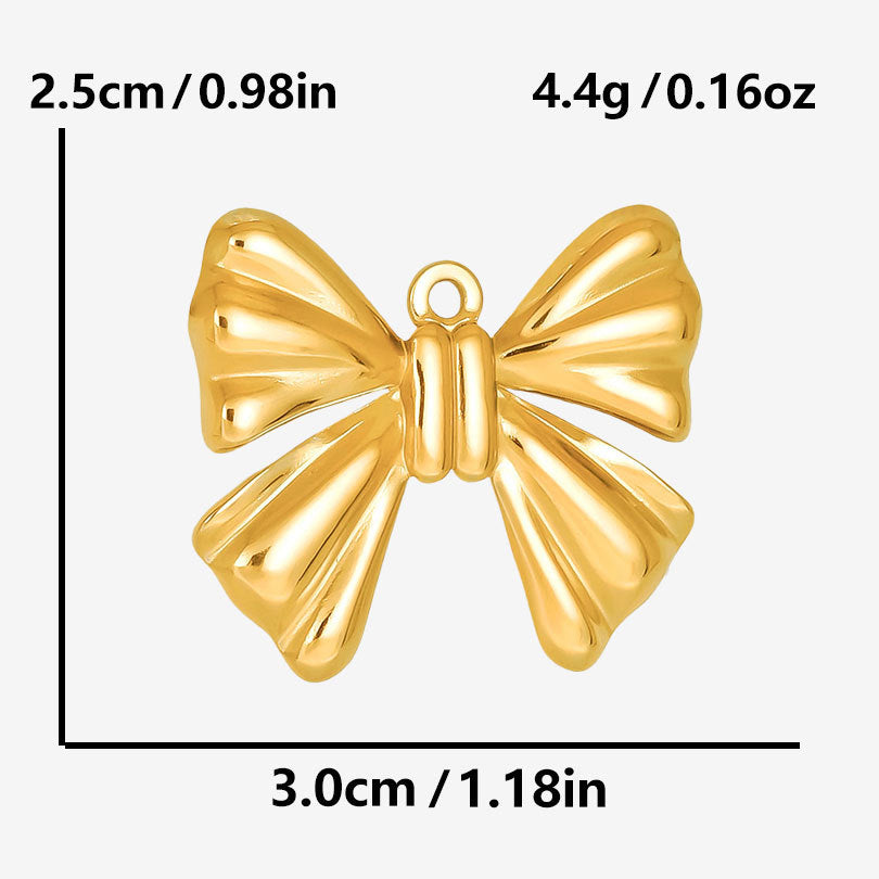 Stainless Steel Golden Bow Fashion Ornaments Pendants