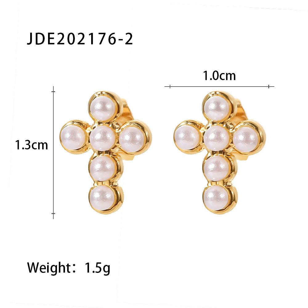 Ding Ornament Stainless Steel Pearl High-grade Earrings