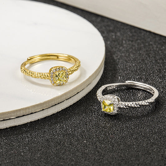 Sterling Sier Small Sugar Cube Citrine Rings