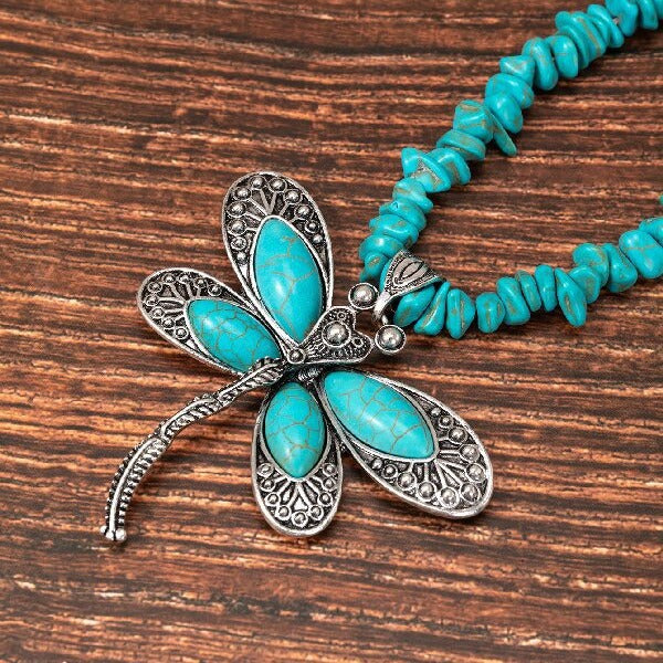 Western Style Turquoise Dragonfly Personality Vintage Pendants
