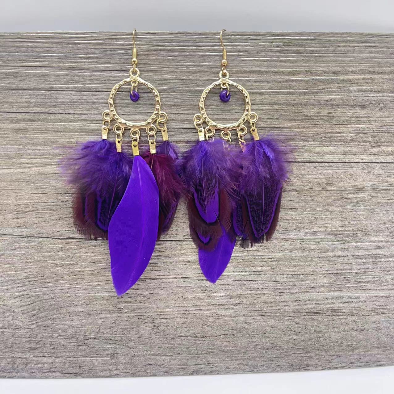 Women's Feather Yunnan Travel Vacation Retro Ethnic Earrings
