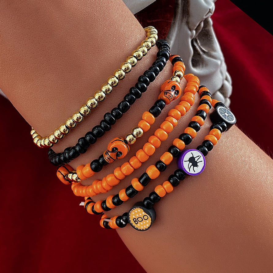 Halloween Bat Pumpkin Spider Lifting Artificial Crystal Bracelets