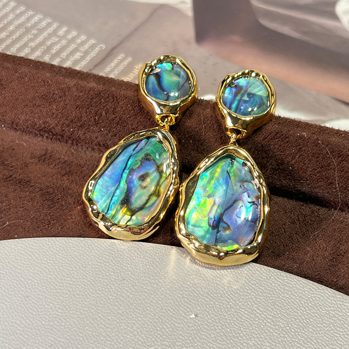 Women's Abalone Shell Series Gold Plated Environmental Protection Fashion French High-grade Earrings