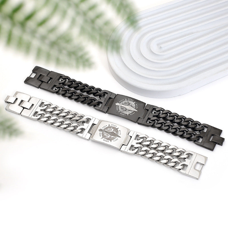 Men's Viking Spear Text Fashion Domineering Titanium Steel Bracelets