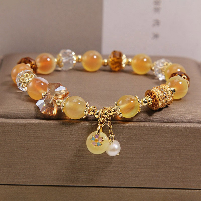 Light Luxury Minority High Sense Chalcedony Safety Buckle Money Drawing Bracelets