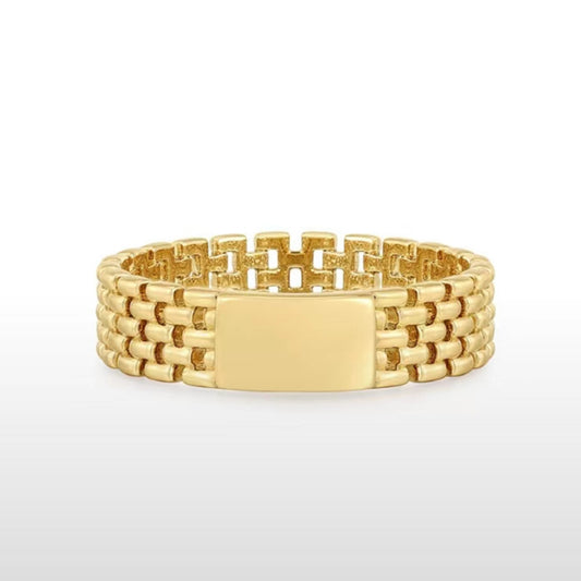 Mesh Chain Titanium Steel Gold Plating Rings