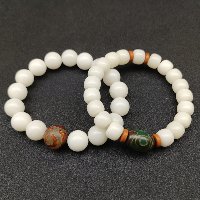 Women's Spot White Jade Bodhi Root Tibet Beads Buddha Bracelets