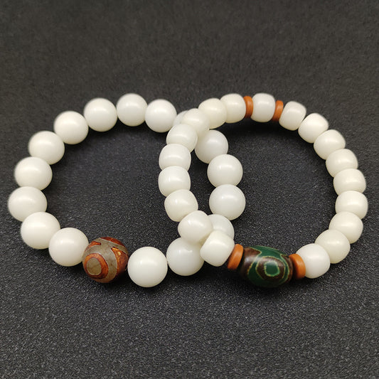 Women's Spot White Jade Bodhi Root Tibet Beads Buddha Bracelets