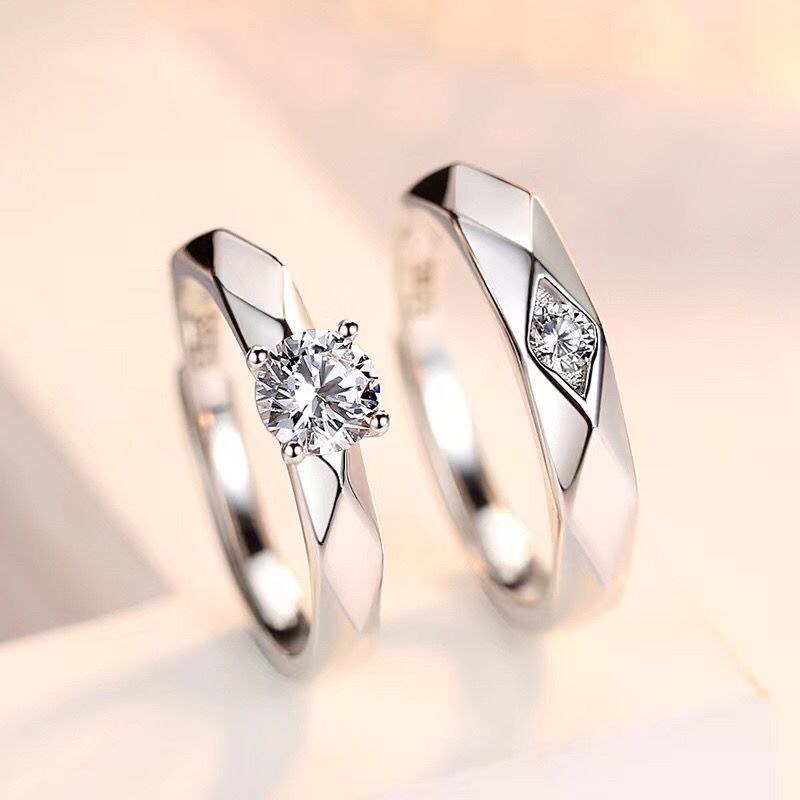 Women's & Men's Open Mouth White Gold Wedding Affordable Rings