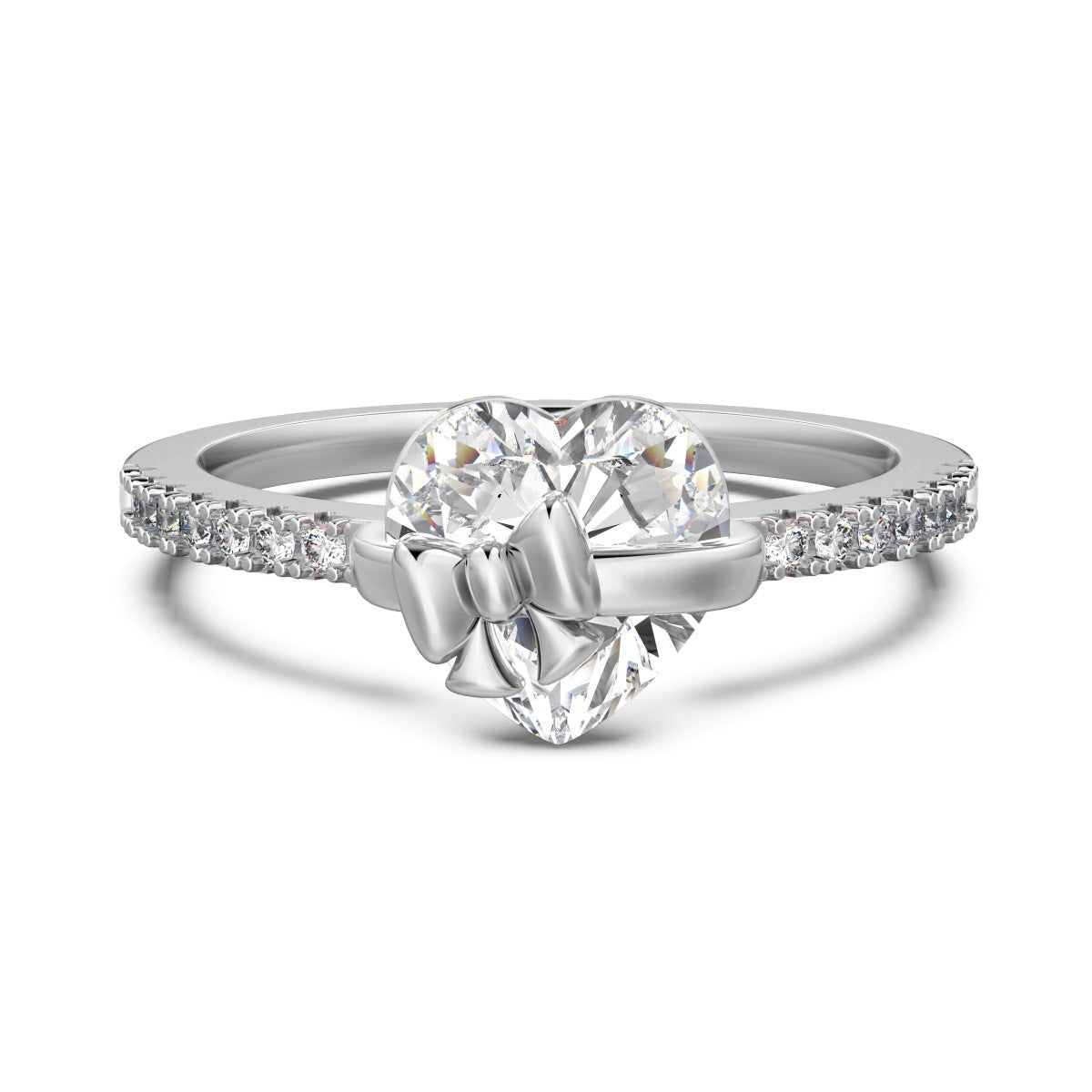 Women's Sterling Sier Zircon Bow Gold Christmas Gift Ring