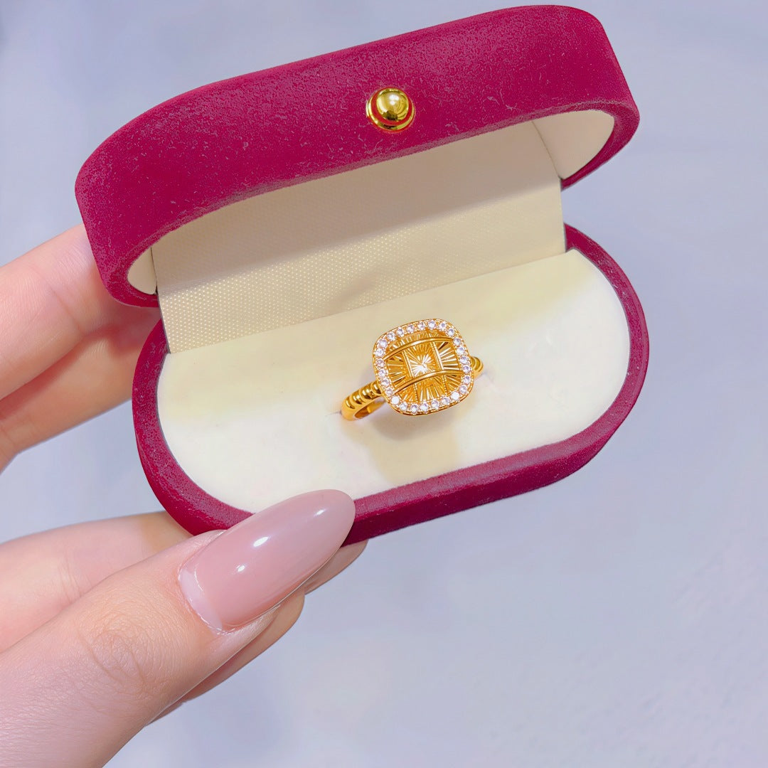 Women's Alluvial Gold Retro Affordable Luxury Design Brass Plated Fashion Ring