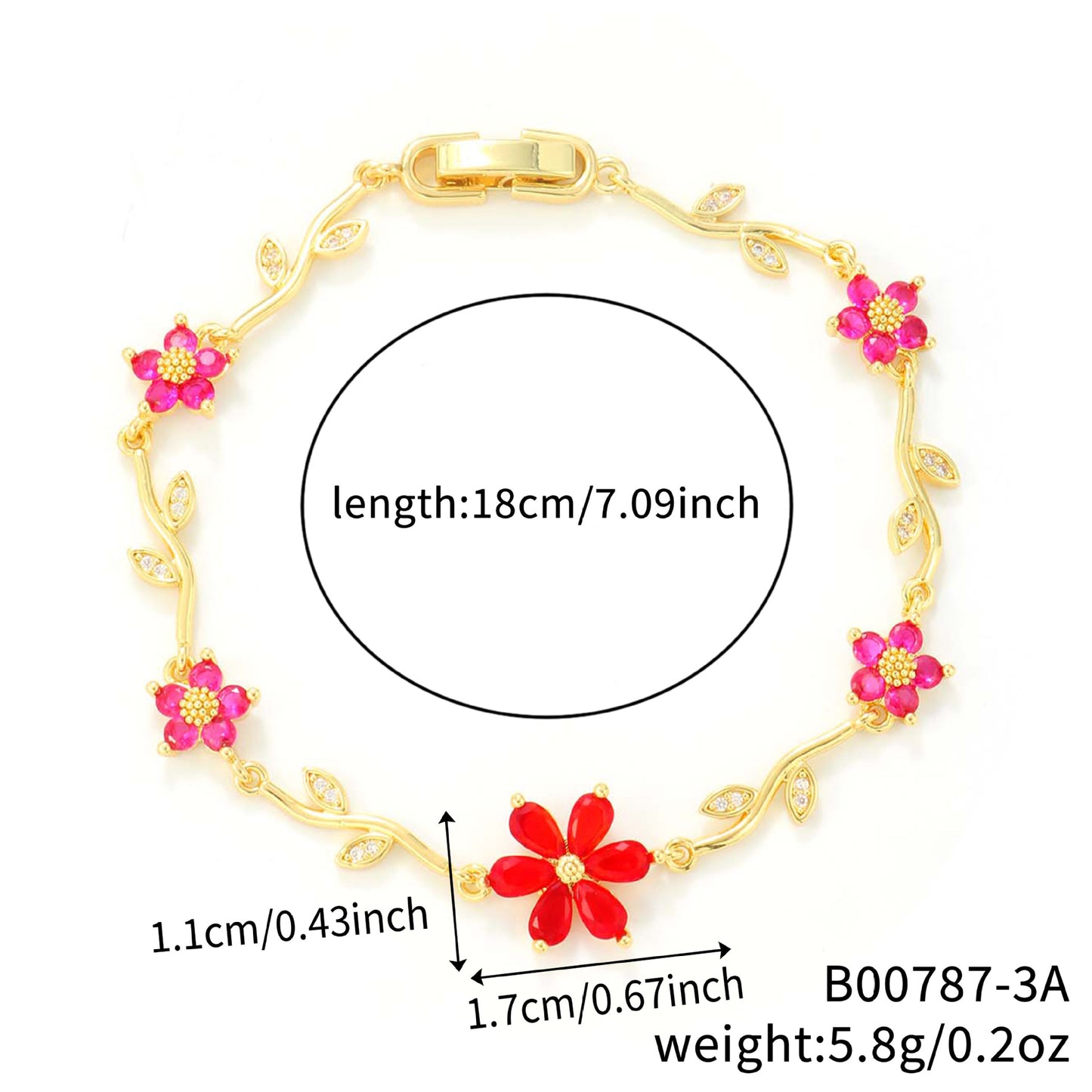 Petals Flower Leaf Zircon Design Personality Daily Birthday Bracelet