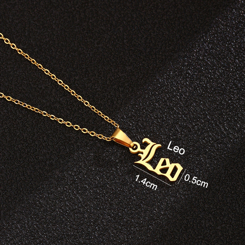Women's & Men's Constellations Stainless Steel English Letters Titanium Clavicle Pendants