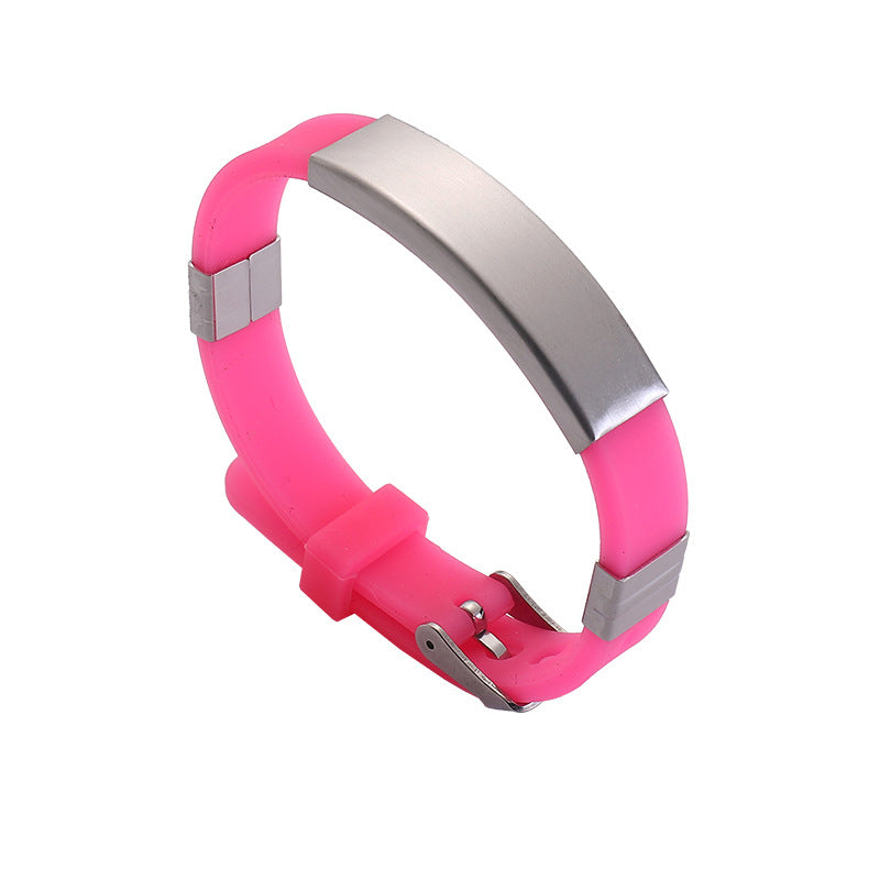 Simple Silicone Stainless Steel Glossy Can Bracelets