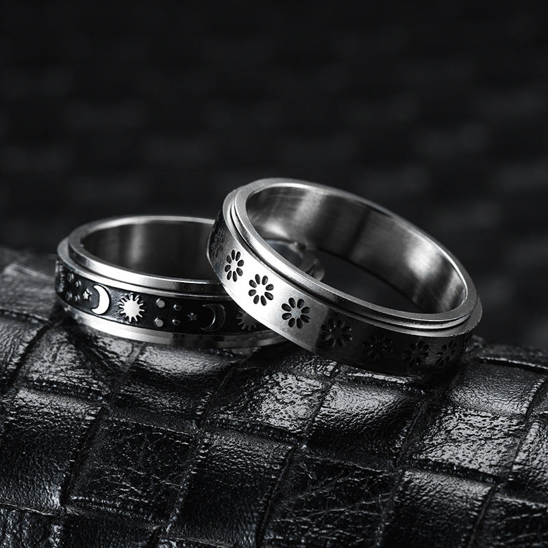 Rotatable Titanium Steel Female Decompression Meditation Ring