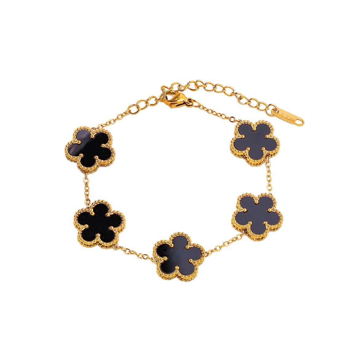 Five-leaf Flower Gold Plated Double-sided Fritillary Parthenocissus Grass Fashion Bracelets