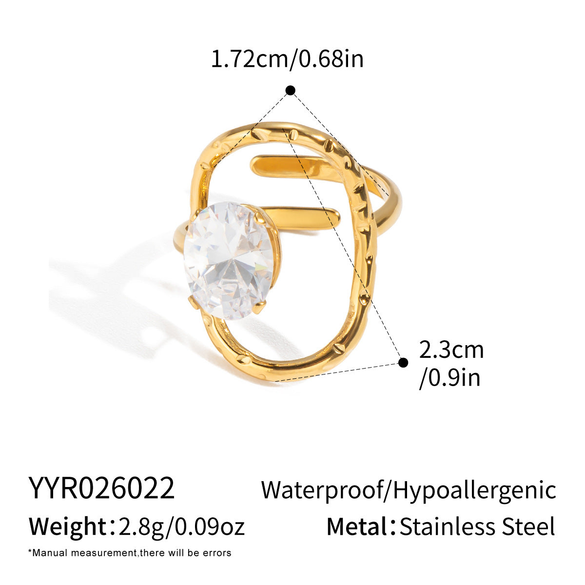 Ling Exaggerated Irregular Geometric Open Vacuum Gold Plating Personality Rings