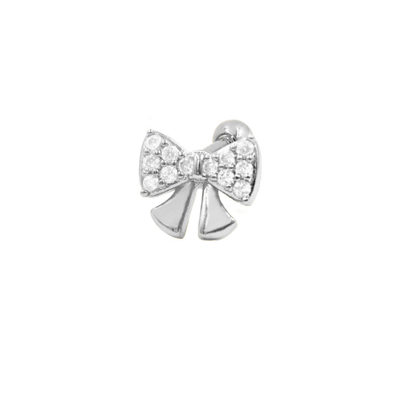 Three-dimensional Moon Ear Bone Nail Bow Stud Earrings