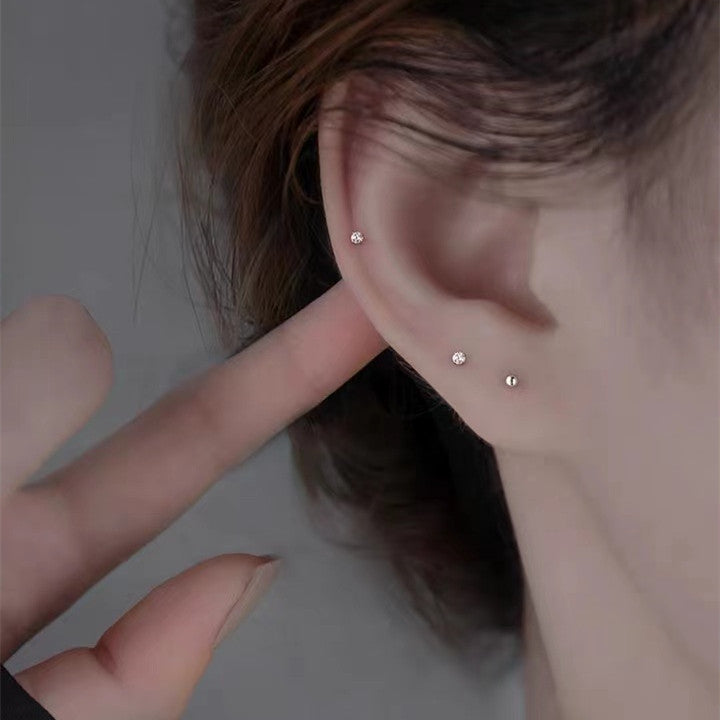 Sier Mini Delicate Light Luxury Minority Design Sense Daily Stud Earrings