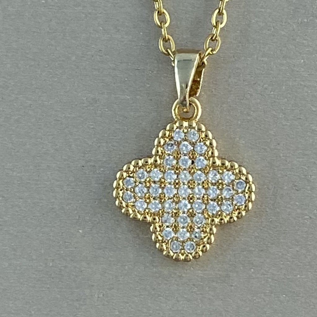 Women's Real Gold Plating Opal Fox Clover Pendants