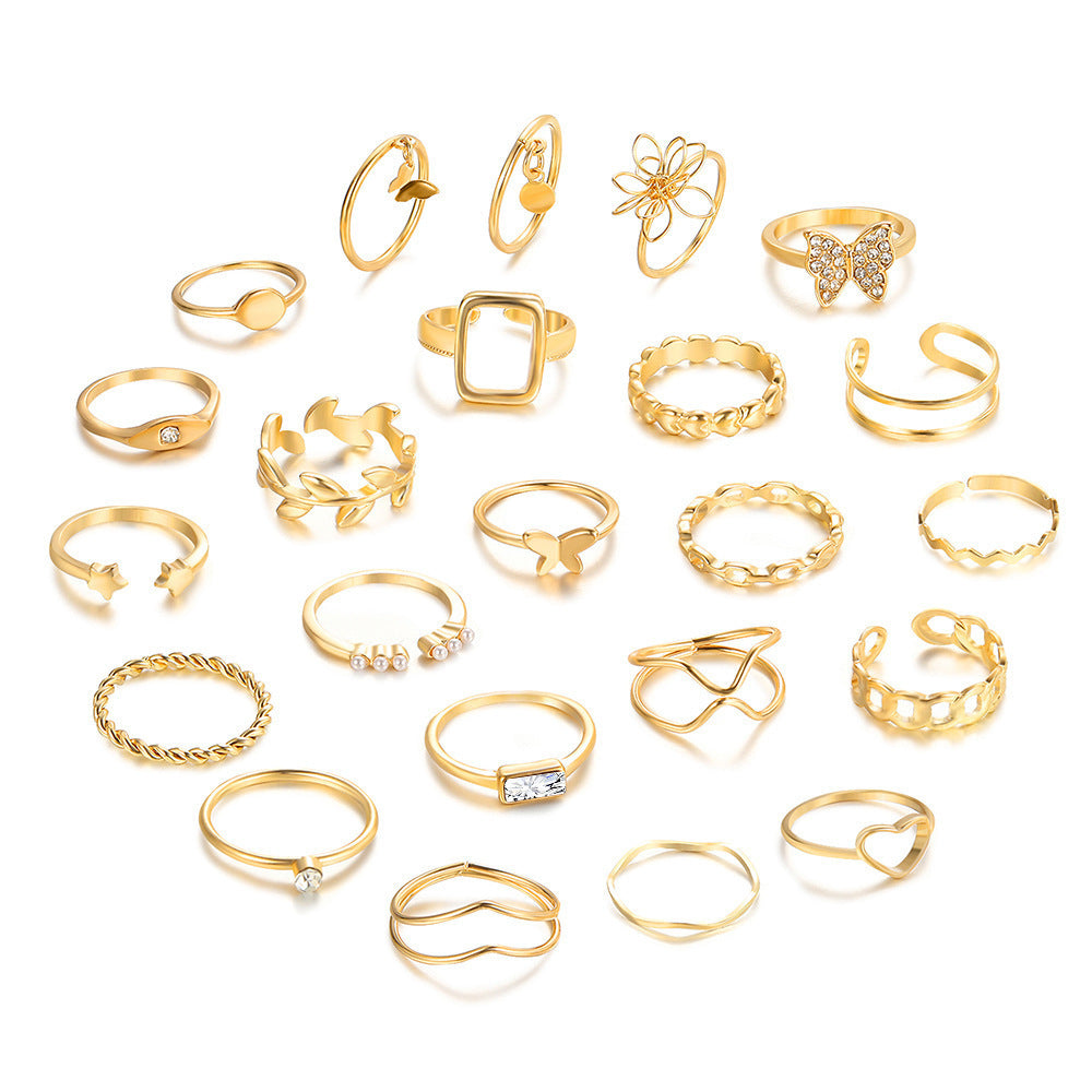 Creative Personality Geometry Metallic Twin Knuckle Ring