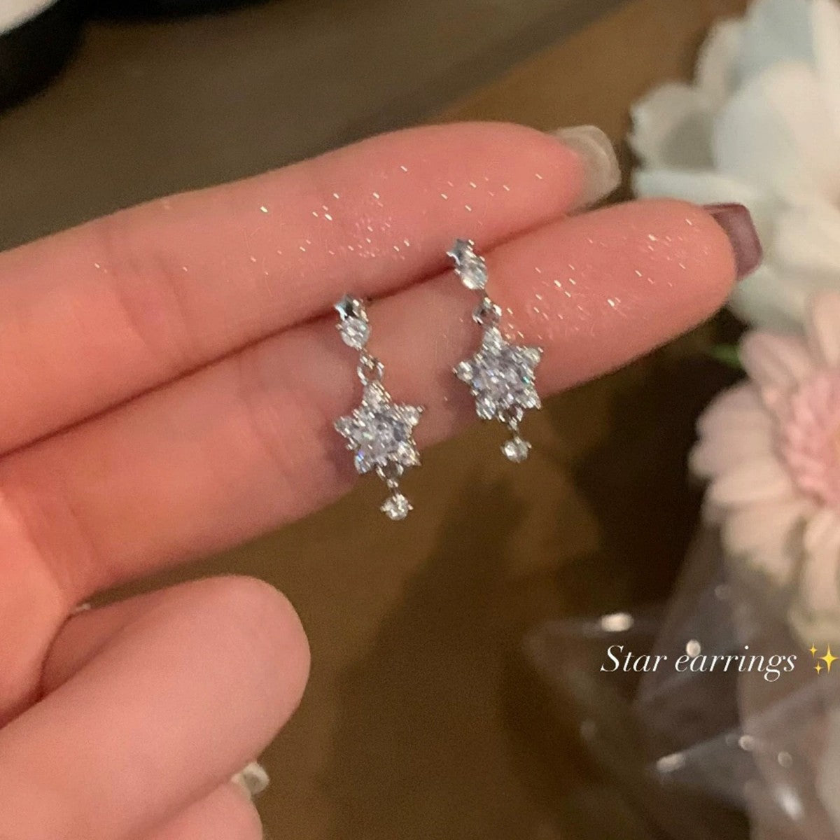 Flash Star Ear Five-pointed Bone Zircon Sweet Stud Earrings