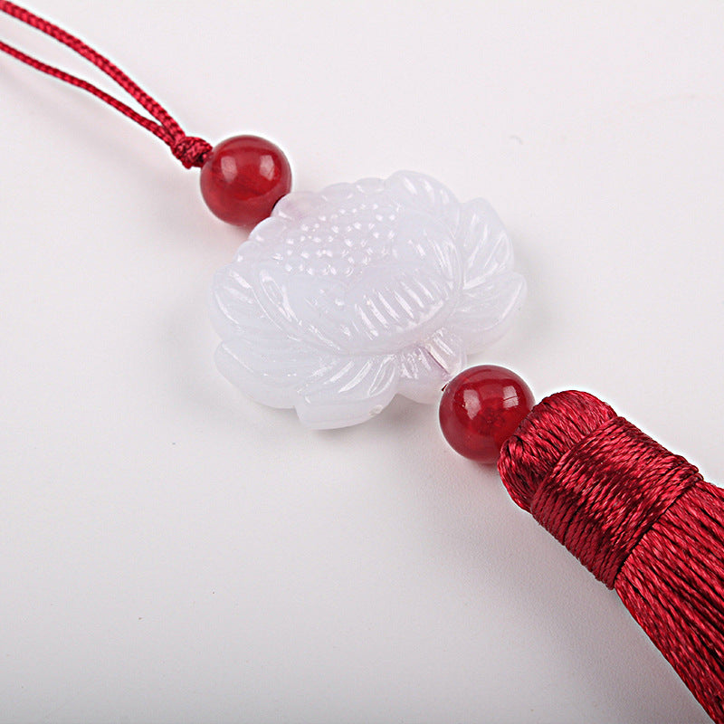 Jade Lotus Tassel Fringe Kunlun Fan Cheongsam Jewelry Accessories