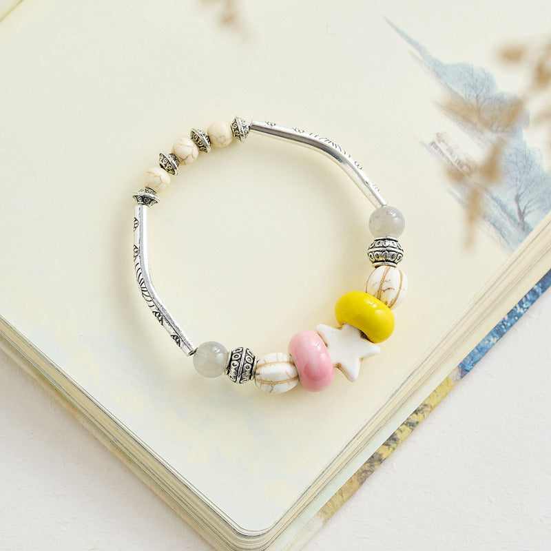 Chinese Natural Stone Porcelain Minimalist Female Bracelets