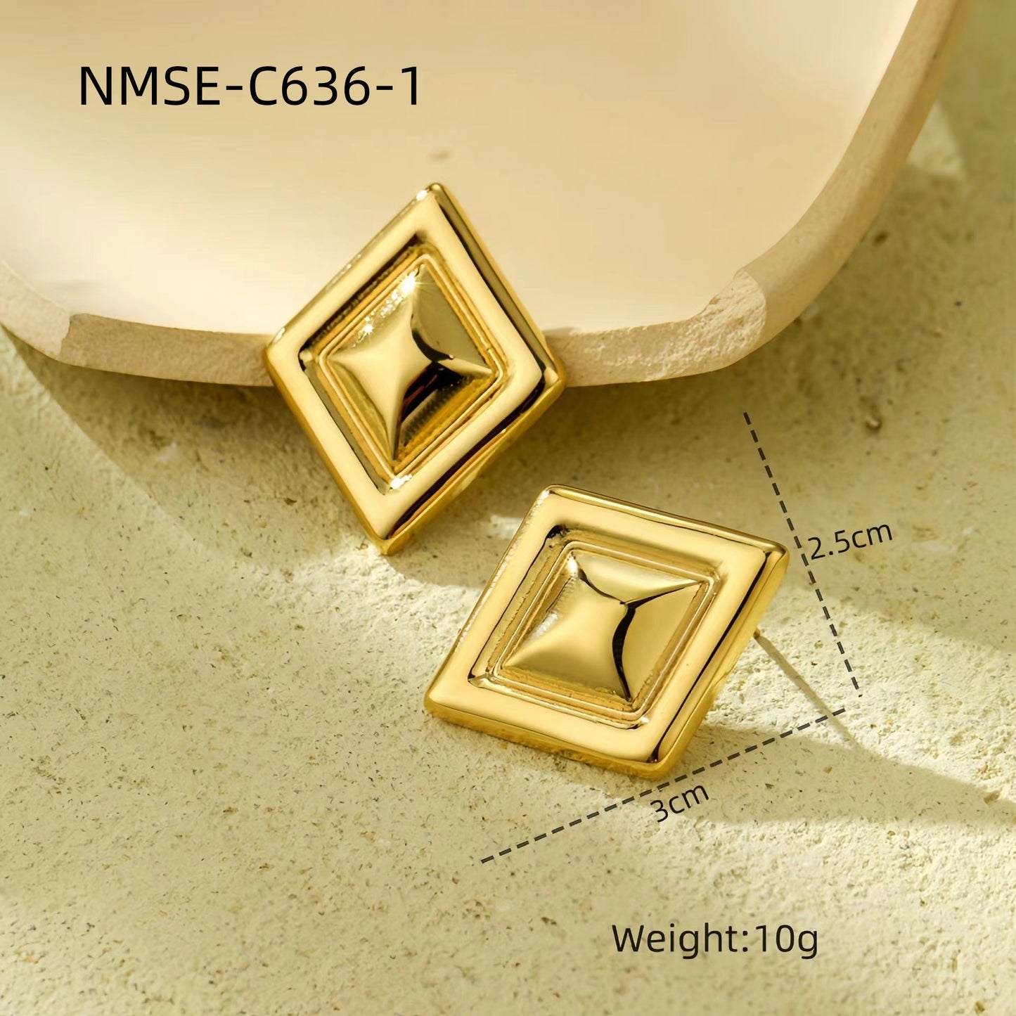 Square Titanium Steel Five-pointed Star High-grade Earrings