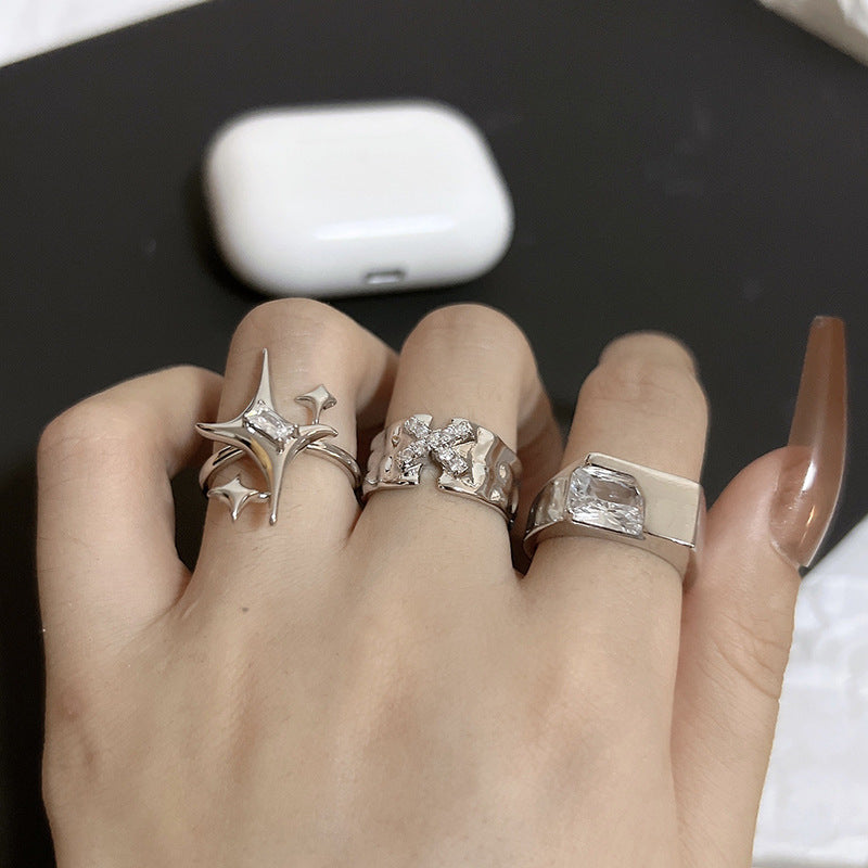 Style Sense Of Design Letter X Inlaid Rings