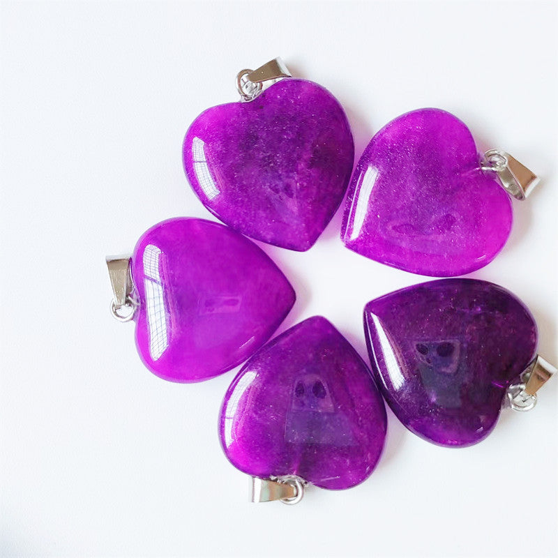 Stone Love Crystal Agate Heart Peach Pendants