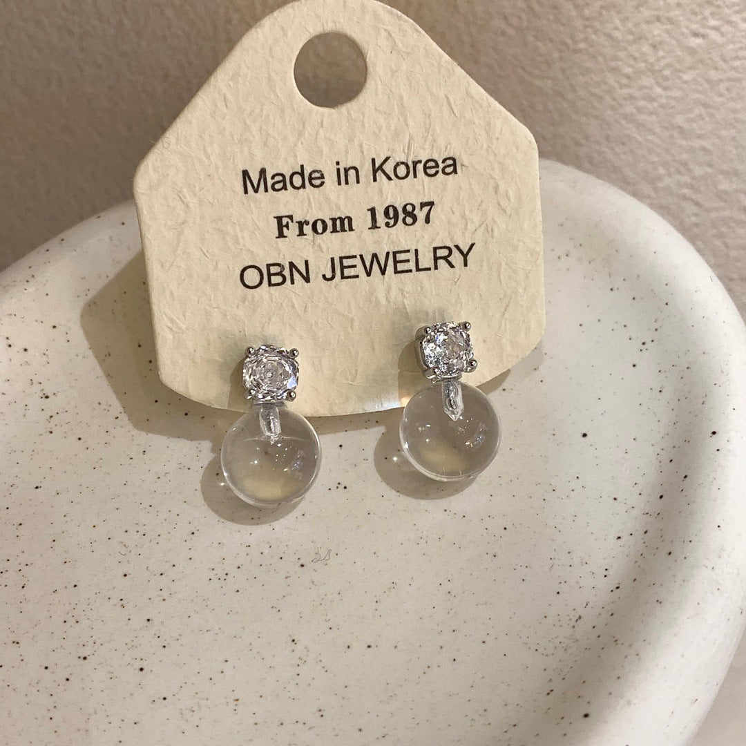 Clear Hockey Niche Unique Rose Cut Crystal Ear Graceful Simple Earrings