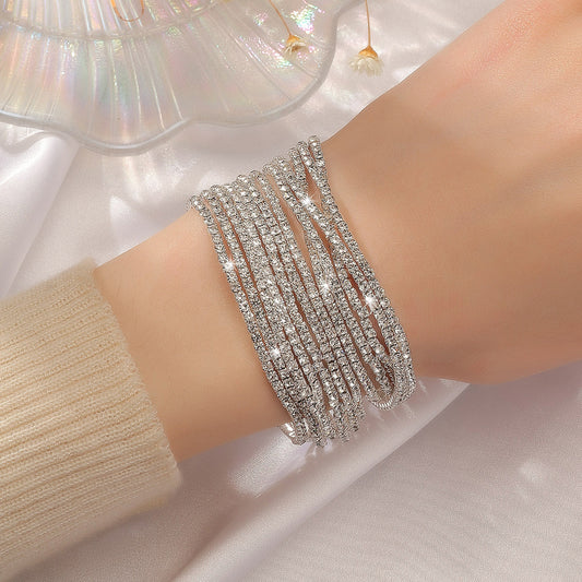 Rhinestone Stretch Bridal Korean Single Row Bracelets