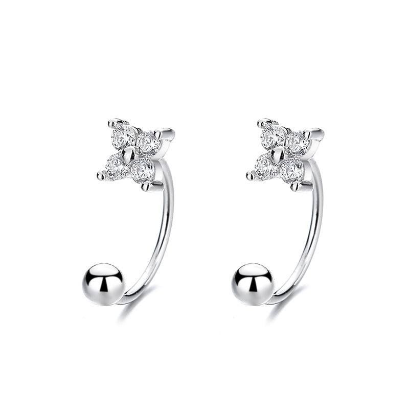 Rhinestone Four-leaf Clover Tightening Buckle Mori Style Sweet Fresh Zircon Rings
