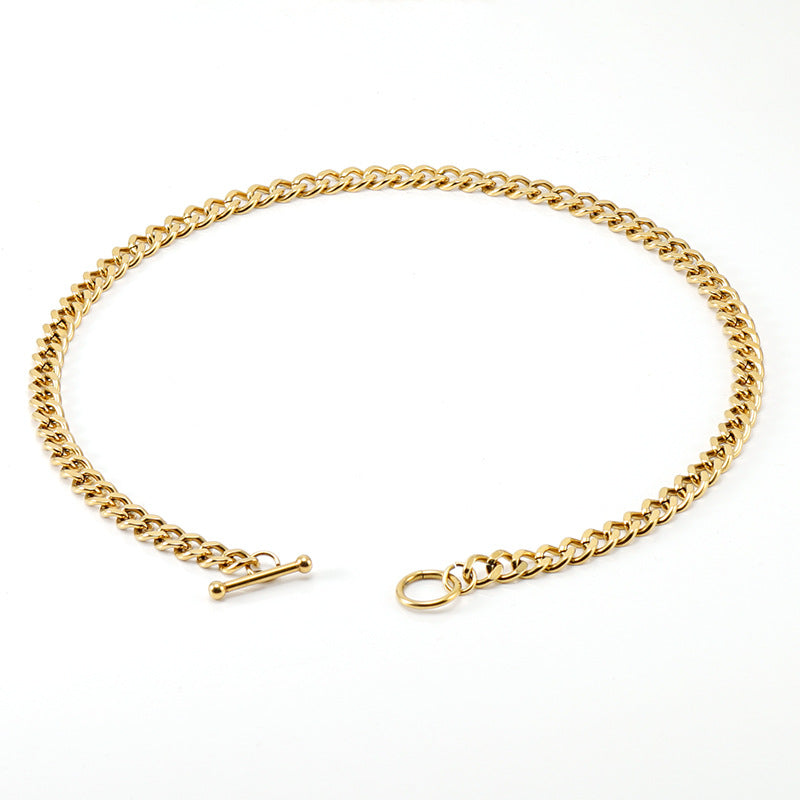 Men's Steel Buckle Cuban Link Chain Versatile Gold Bracelets